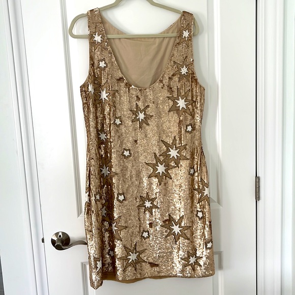 Bhldn Verseau Anthropology Gold Star Sequin Dress - Picture 8 of 13